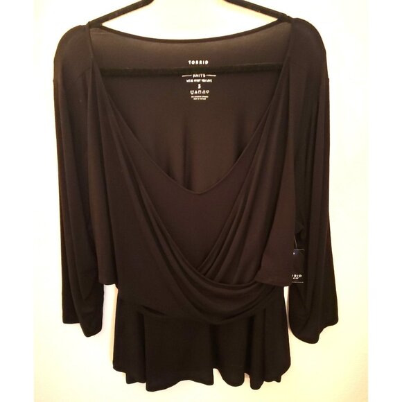 Torrid Black Faux Wrap Super Soft Jersey Peplum Hem Top 3X NWT - Picture 1 of 8